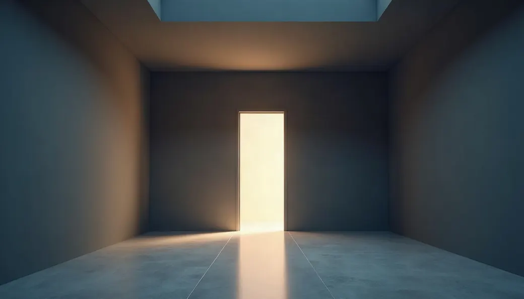 Porte ouverte laissant entrer la lumière dans une pièce sombre, libertés individuelles